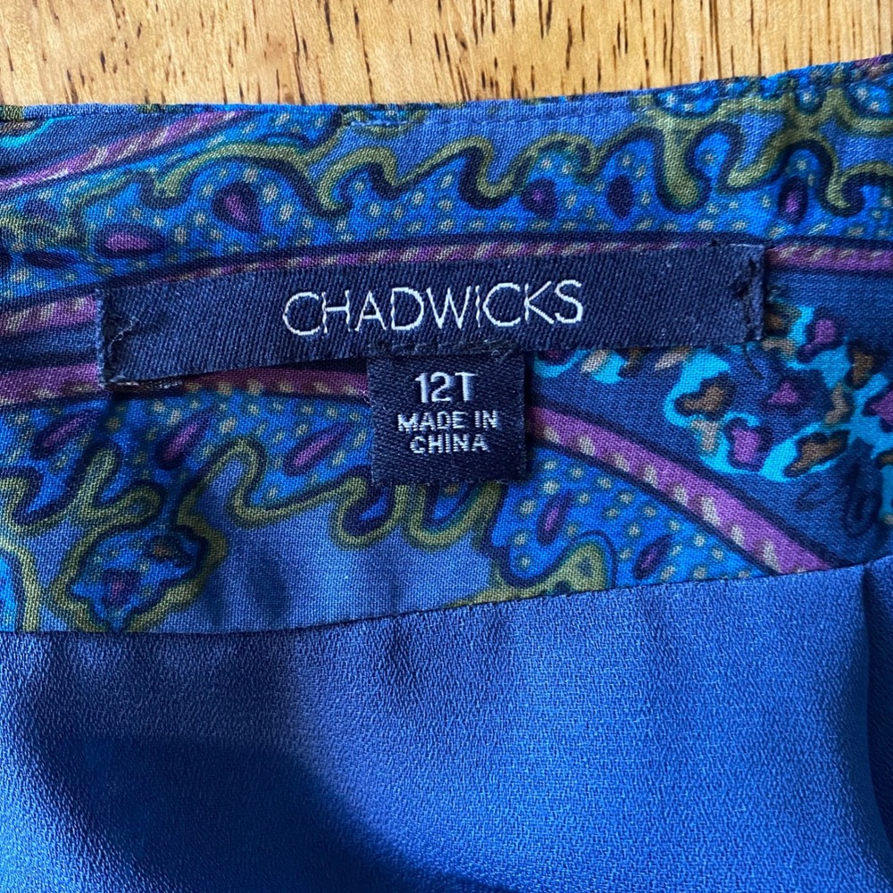 Chadwicks Paisley Tiered Maxi Skirt Size 12 Tall Blue Chiffon Boho Fairy‎ Gypsy - Picture 6 of 8